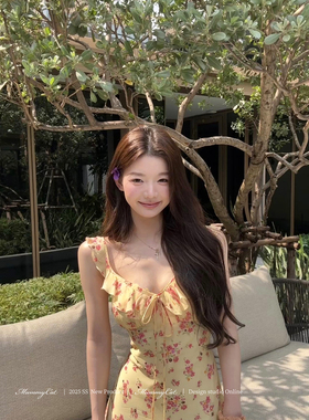 Mummy Cat 下蛋喵【加州阳光】人丝双绉v领碎花度假鱼尾连衣裙