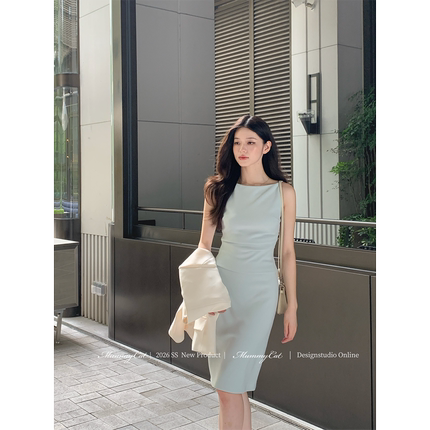 Mummy Cat下蛋喵 26新品气质通勤肌理乱麻弹力针织修身包臀套装