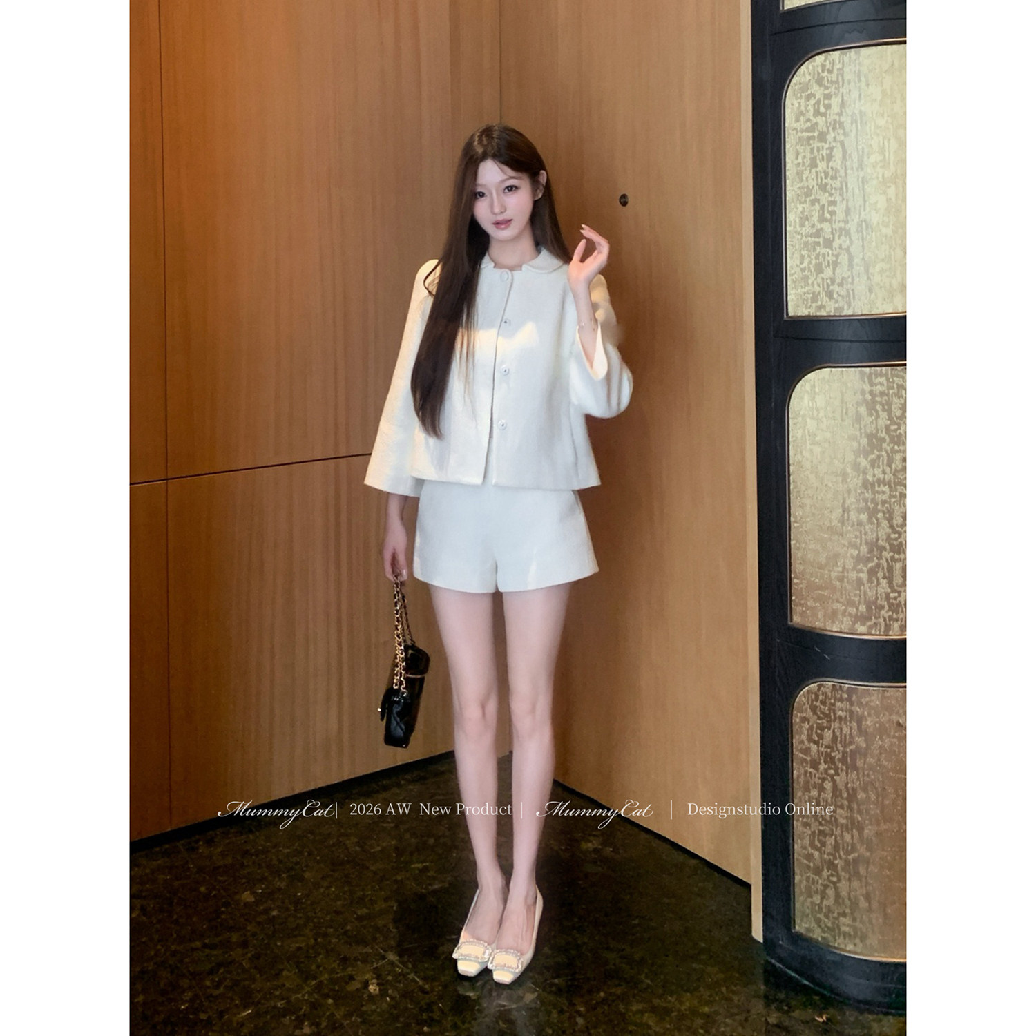 Mummy Cat下蛋喵【韩女小香】26新品千金绵羊毛混纺银丝小香套装