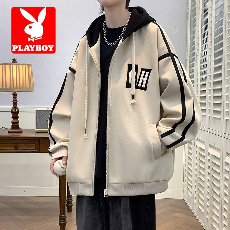 花花公子秋冬季秋冬保暖外套男生初高中学生帅气棒球服夹克青少年