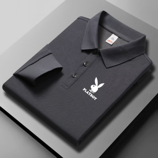 潮流翻领体恤休闲黑色polo衫 花花公子男士 夏季 t恤2025新款 男 短袖