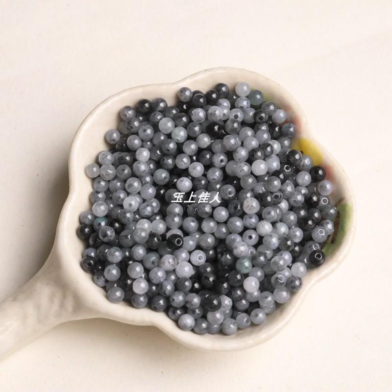 天然黑乌鸡小米珠翡翠A货