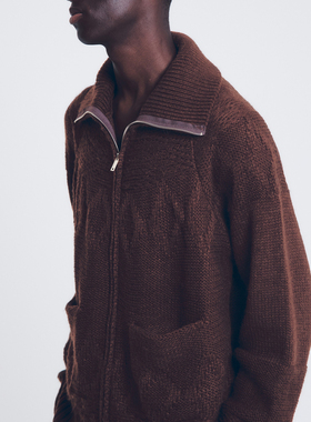 Muro xfamille A/W23DIAMOND MULTI PATTERN FULLZIP拉链针织毛衣