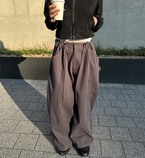 Muro S/S24 VintageTang美式复古高街阔腿休闲工装裤系带长裤