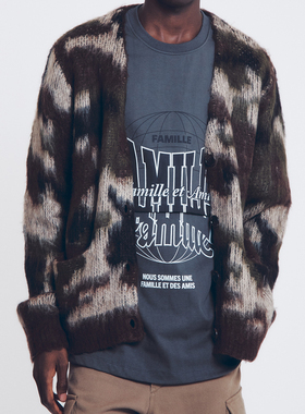 Muro x famille A/W23CAMOUFLAGE PATTERN HAIRY迷彩毛绒针织开衫