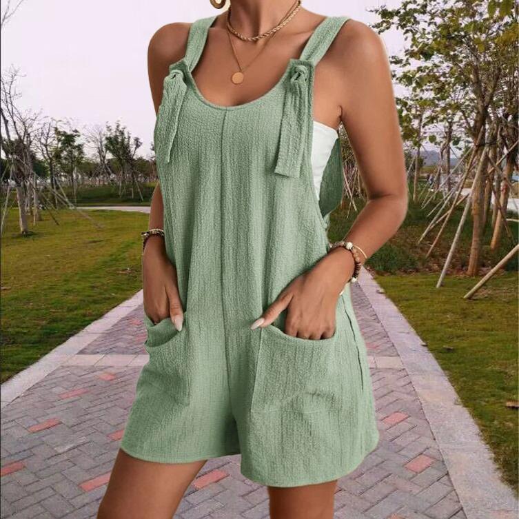欧美风夏季吊带连体短裤女