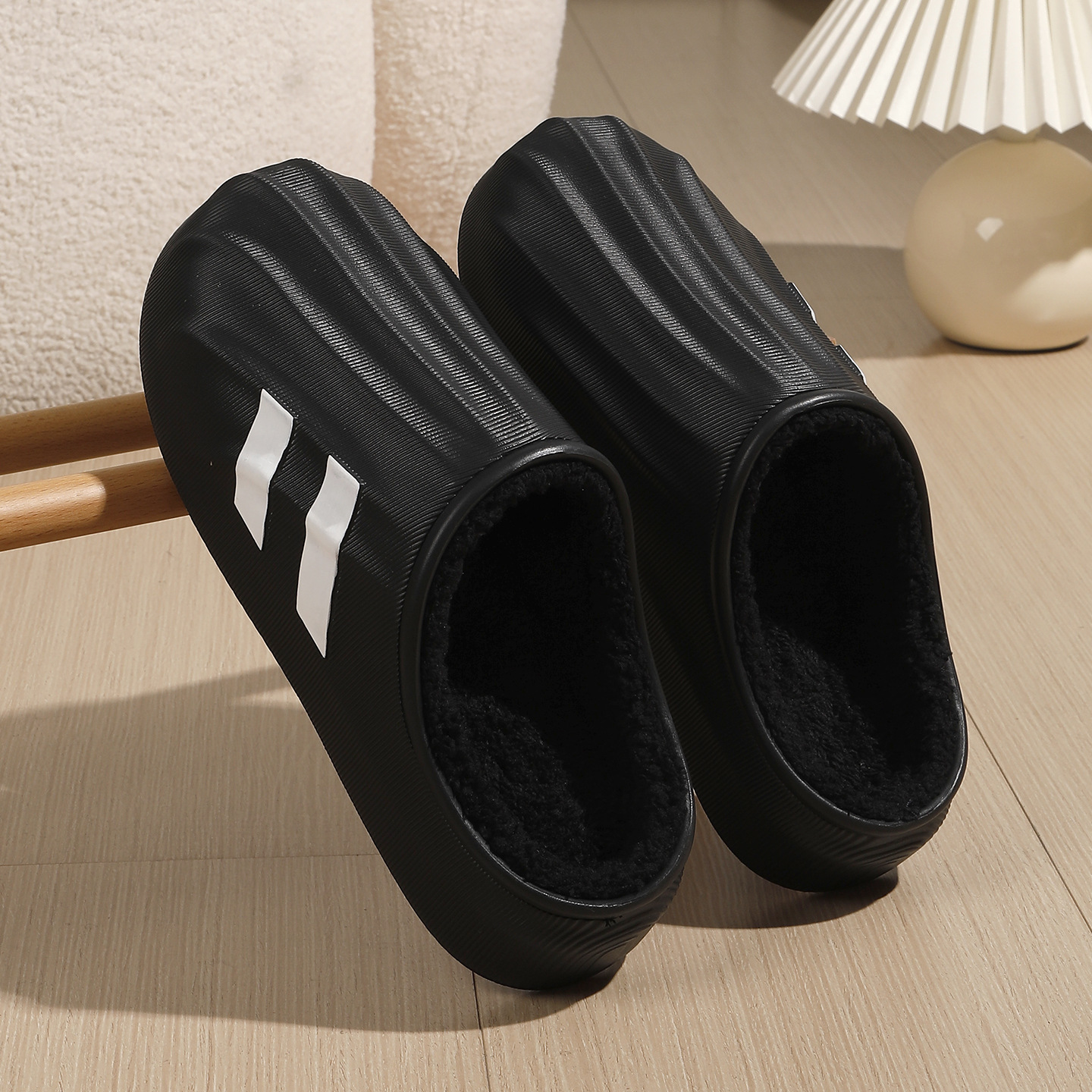 防水棉拖鞋男2025年冬季新款简约室内家居加绒保暖防滑EVA拖鞋女