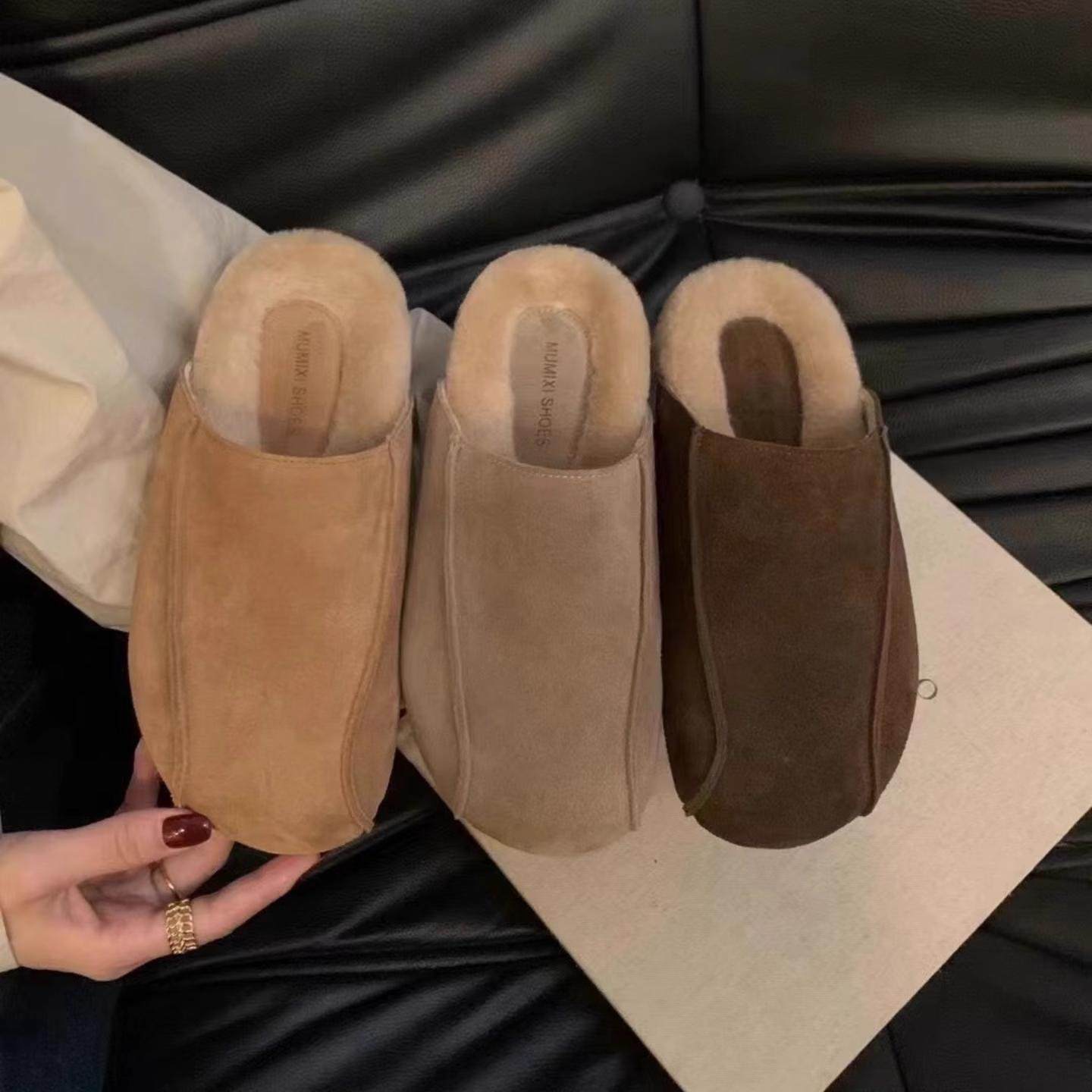 真皮博肯鞋女2025新款秋冬加绒厚底懒人包头半拖外穿复古女,女鞋,勃肯鞋/软木鞋,淘宝优惠券,粉丝福利购,淘宝优惠卷