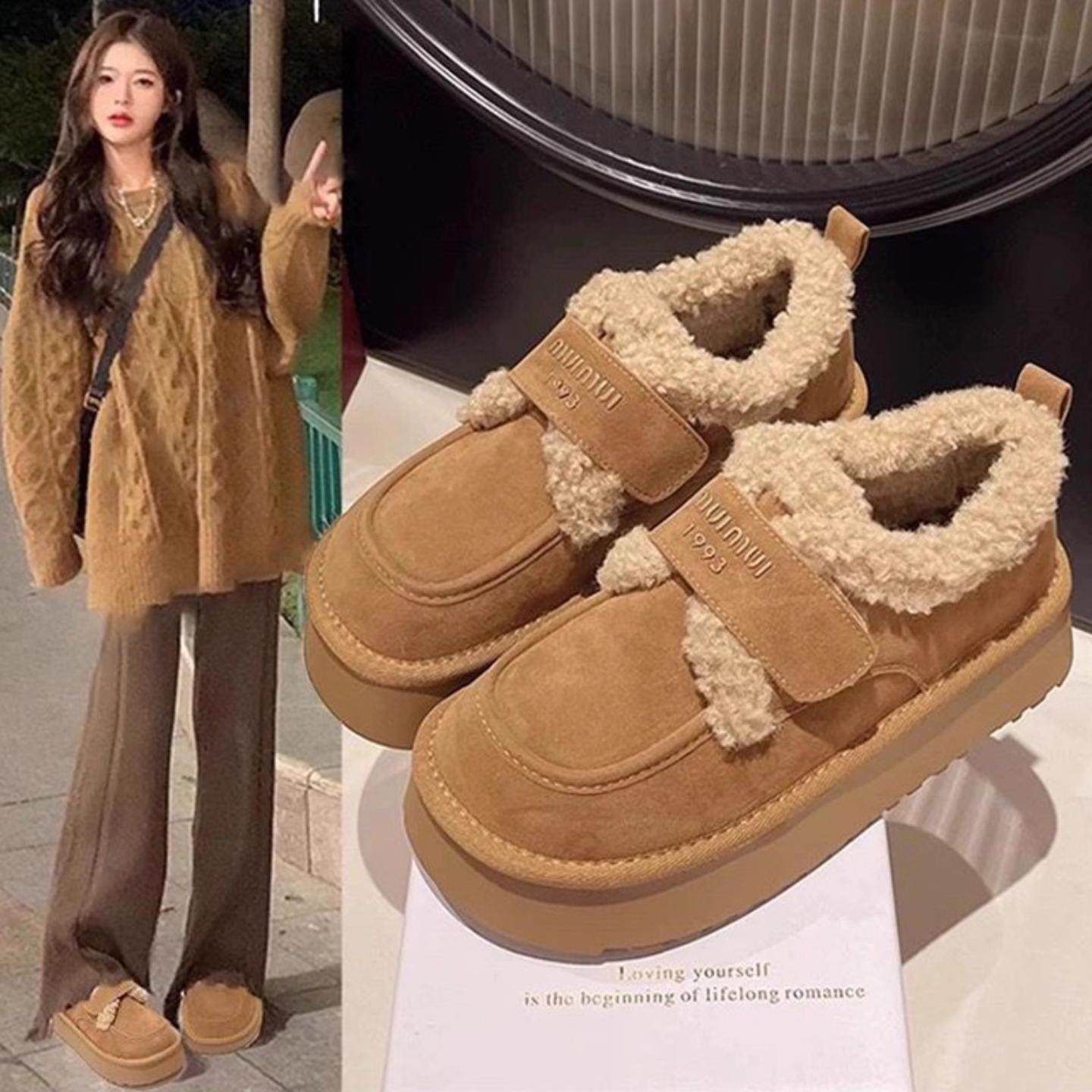 厚底勃肯鞋女加绒加厚保暖豆豆鞋2025新款冬季雪地靴棉鞋毛毛鞋子,女鞋,勃肯鞋/软木鞋,淘宝优惠券,粉丝福利购,淘宝优惠卷
