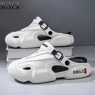 大码 夏季 SGXCK男鞋 洞洞鞋 踩屎感超轻透气EVA凉拖鞋 开车两用沙滩鞋