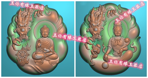 观音浮雕玉雕灰度图电脑精雕图