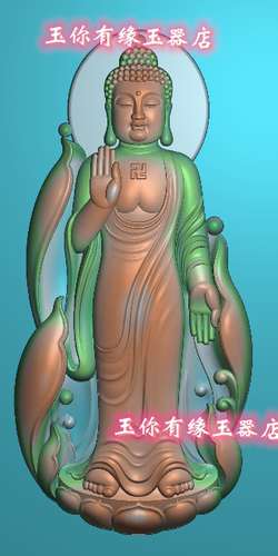 随形立体站佛站如来佛人物木雕精雕浮雕玉雕灰度图JDPBMP电脑雕刻