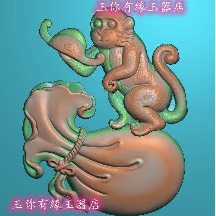 玉雕布袋猴子 袋子猴 代代封侯 帽子    猴子11