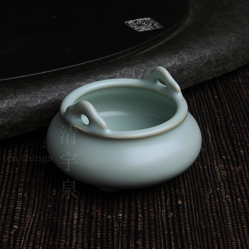 台湾柏采汝窑茶具老釉粉青 柏采窑XR-102B 无染香炉杯 茶道香薰