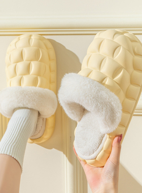 冬季棉拖鞋女士2025新款室内家居厚底防滑可拆卸拖鞋冬天暖脚棉鞋