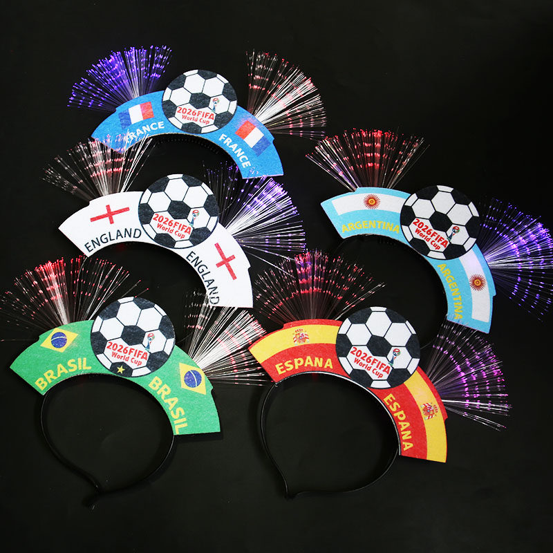 跨境美加墨世界杯2026发光球迷头箍国旗发箍球迷用品派对加油道具