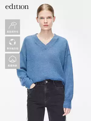 Women's thin sweater women's autumn loose V-neck mohair temperament sweater