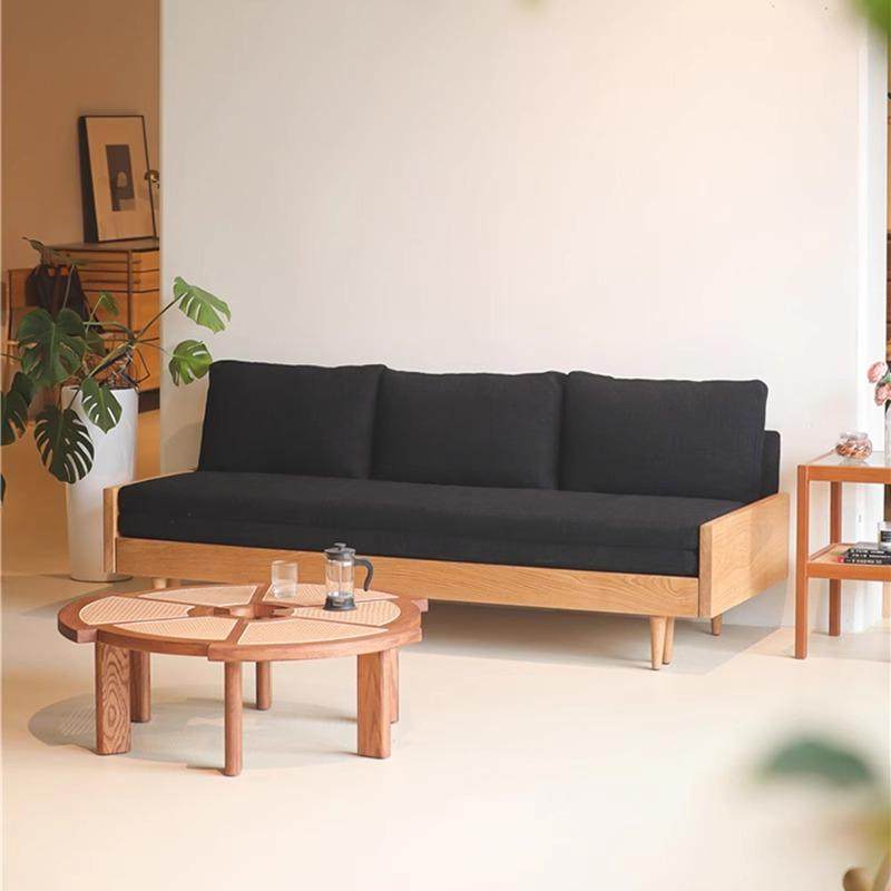 2026年新款无扶手北欧简约奶油风三人实木客厅布艺沙发现代沙发