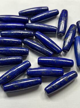 阿富汗精品青金石8x29.5mm桶珠橄榄珠DIY配珠文玩饰品发一粒