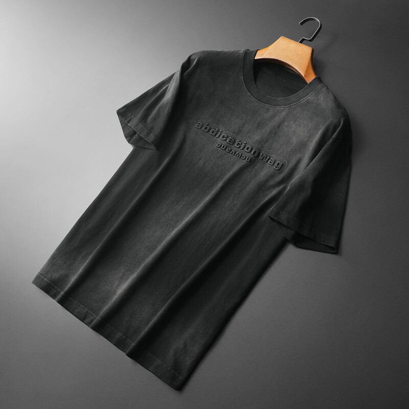 高品质2024男水洗做旧落肩宽松短袖T恤D208-90063P95可穿200斤,男装T恤,电商D208