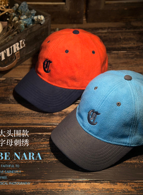 NABE NARE加大头围罗马字母毛呢棒球帽子秋冬显脸小加深鸭舌帽潮