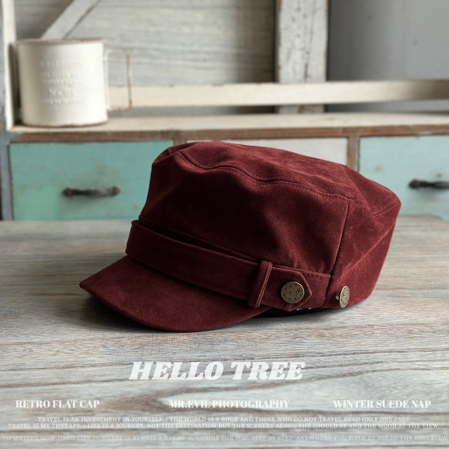 复古感绝绝子！仿古麂皮绒平顶帽