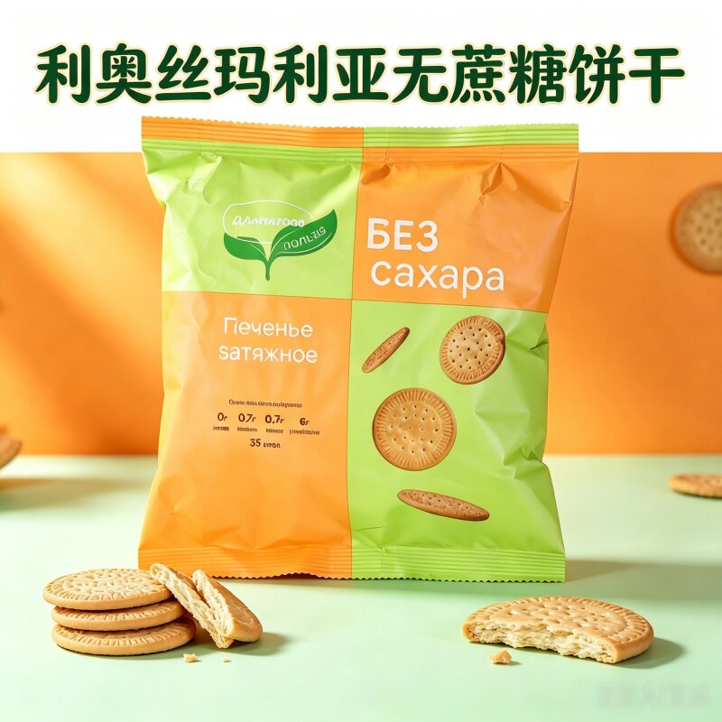 俄罗斯原装进口利奥丝玛利亚无蔗糖麦香小麦250g牛奶威化早餐饼干