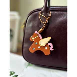 马上起飞可爱飞马挂件植鞣牛皮挂件车挂饰手工缝制真皮马年挂件