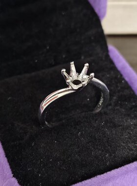 银料925镀金一克拉圆形银托批发