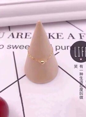 时尚百搭红书 转运珠链戒通体18K彩黄不掉色A750戒指软戒网红