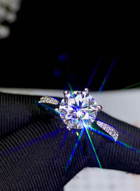 925纯银六爪戒托一克拉仿钻石镶嵌圆6.5/8mm活圈银托空托加工批发