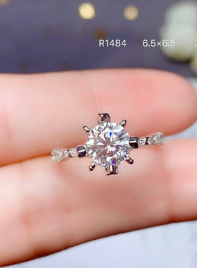 精工925纯银戒托空托莫桑钻仿钻活圈镶嵌圆形6.5一克拉来石定制