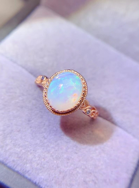 新款925纯银戒托空托活圈包镶8×10平底宝石定制加工银托欧泊宝石