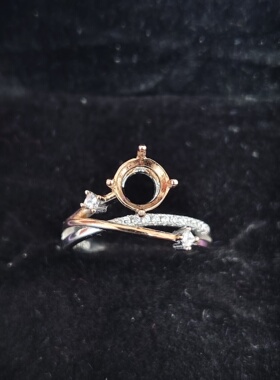 昌乐宝石城925纯银镀铂金戒托圆6.5一克拉培育钻石女戒指银饰银托