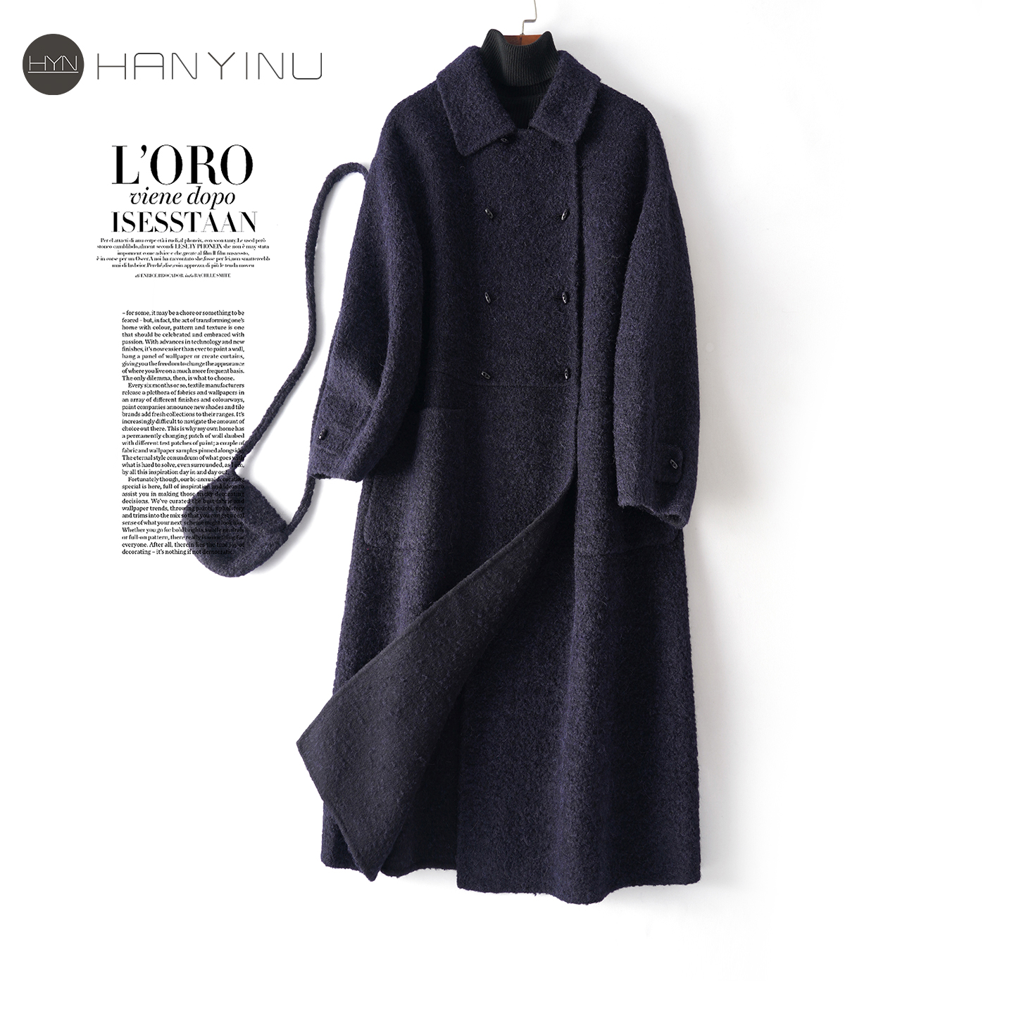 毛呢大衣女长款宽松法式复古外套