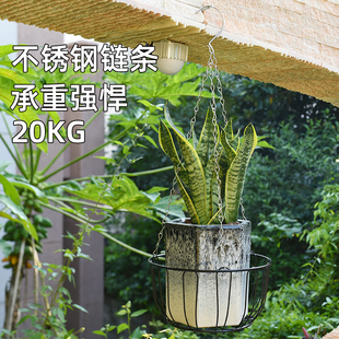 吊盆架简易花盆架阳台花架欧式 不锈钢吊篮花架家用悬挂式 田园挂架