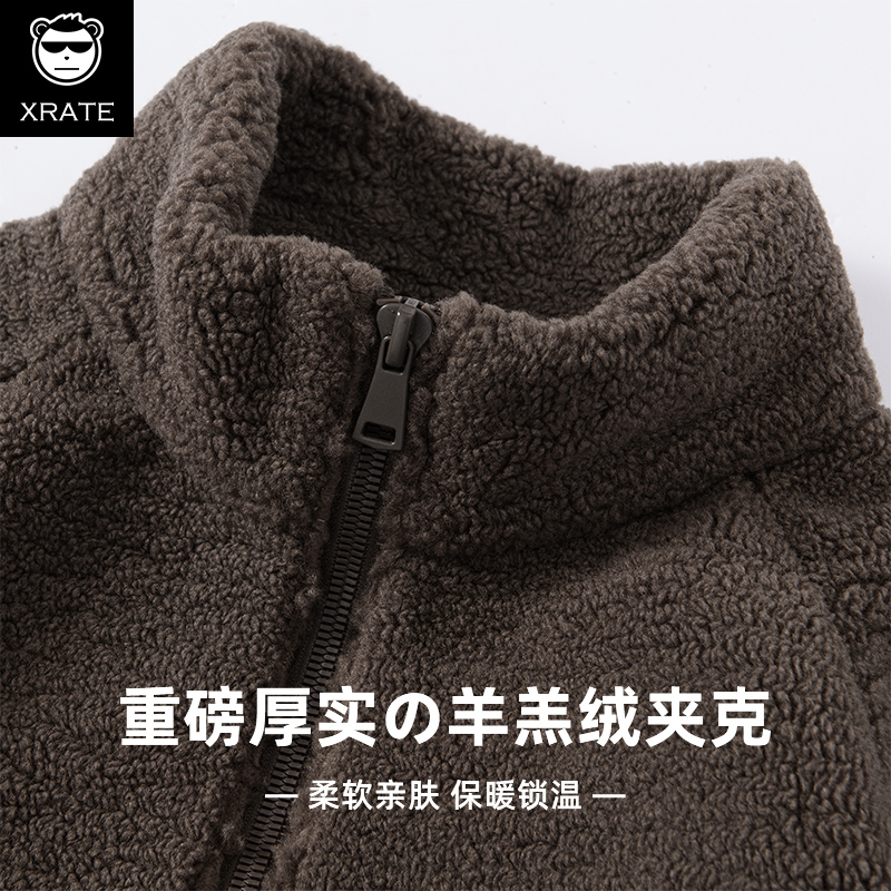 双面加绒棉服羊羔绒外套男秋冬