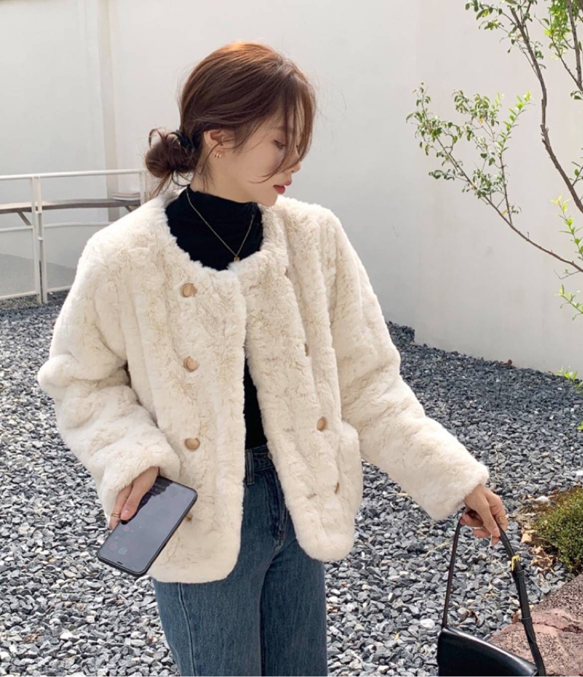 2022新品冬款羊羔毛外套女保暖白色毛毛棉服上衣女宽松休闲小个子