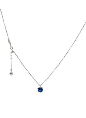 深蓝宝石色 经典项链可调锁骨链 Y字Y型 925纯银 镀白金 原创设计