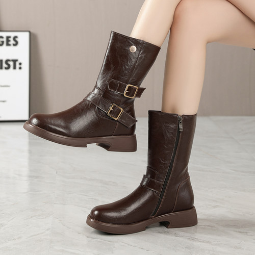 时尚圆头气质马丁靴厚底外出女鞋