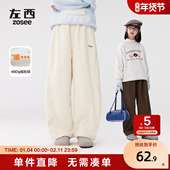 子秋冬款 保暖儿童灯芯绒弯刀裤 2025新款 左西女童加绒裤 中大童长裤