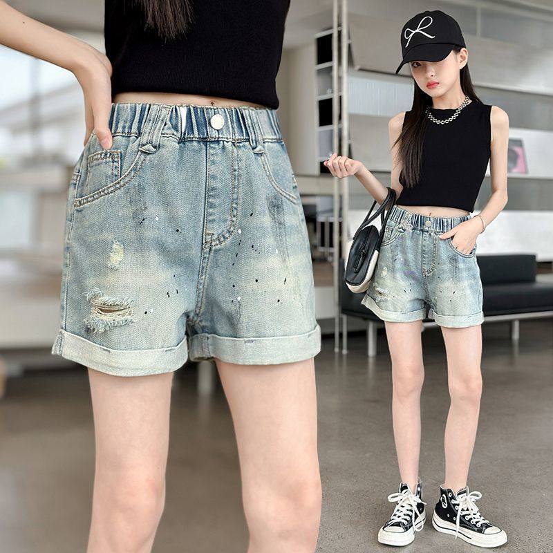 女童牛仔短裤夏季2025新款儿童洋气破洞中大童夏装薄裤子女孩外穿