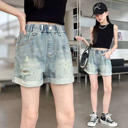 女童牛仔短裤夏季2026新款儿童洋气破洞中大童夏装薄裤子女孩外穿