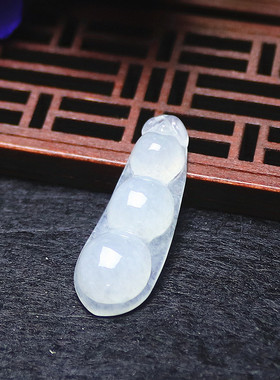 天然A货糯种玉石发财豆缅甸翡翠福豆四季豆玉器吊坠饰品一件代发