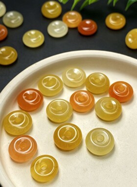 产地直销12mm金丝玉多色平安扣天然散珠玉石饰品配件金丝玉批发