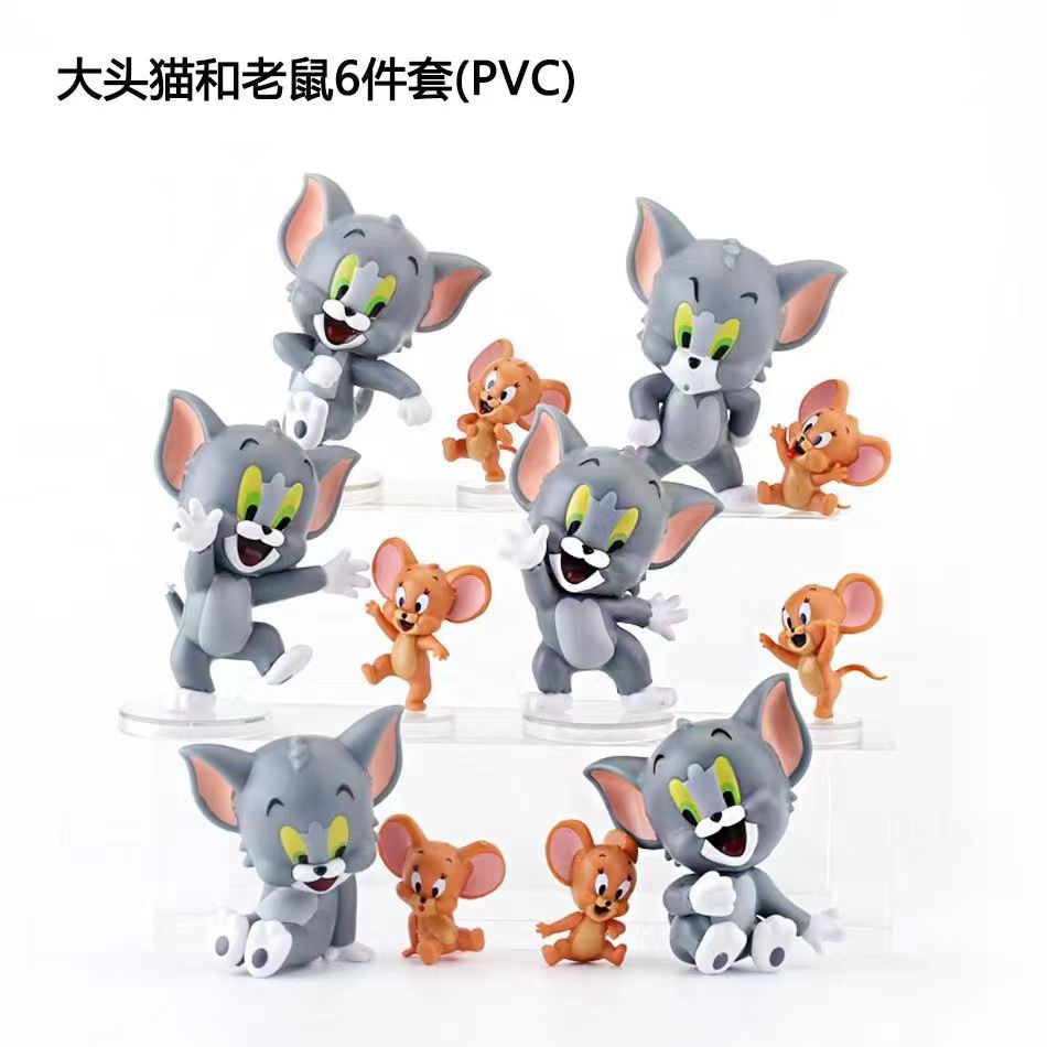 猫和老鼠手办盲盒卡通汤姆杰瑞蛋糕烘培可爱桌面汽车摆件生日礼物