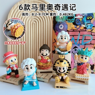 6款马里奥奇遇记手办 超级玛丽自由女神佛祖车载桌面摆件盲盒礼物