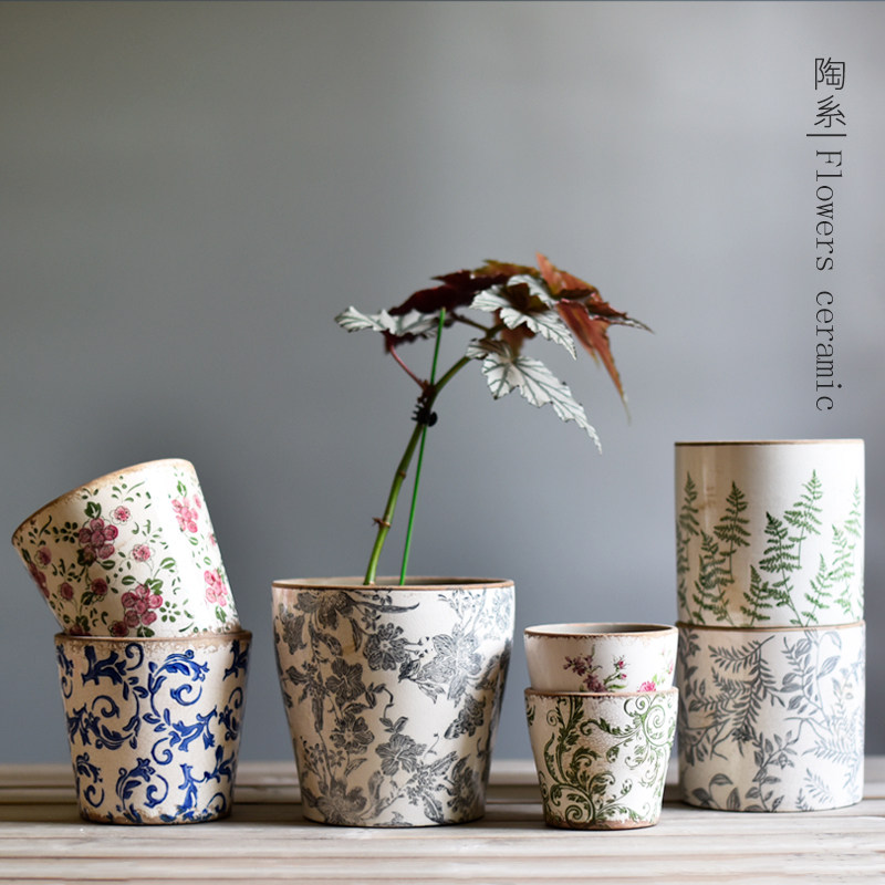 复古陶瓷花盆植物种植圆形欧式冰裂花器家居玫瑰绿植盆,鲜花速递/花卉仿真/绿植园艺,花盆,淘宝优惠券,粉丝福利购,淘宝优惠卷