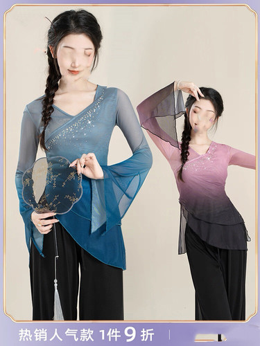 古典舞身韵渐变纱衣练功服中国舞民族舞表演服装训练艺考服装女