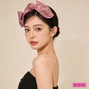 优雅丝绒发卡甜美粉色头箍 法式 LASS LIZ原创设计师发箍2026新款
